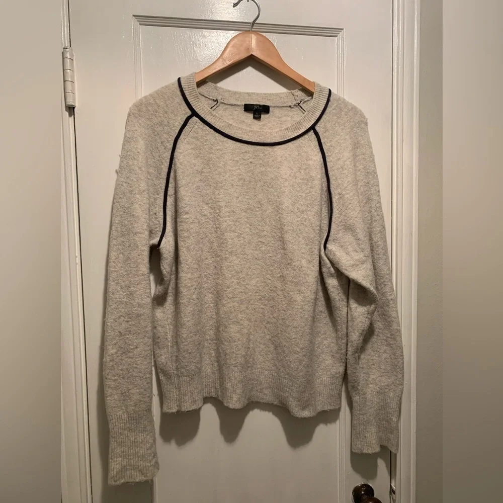 J. Crew Tipped Raglan Warm Wool Alpaca Blend Sweater XL